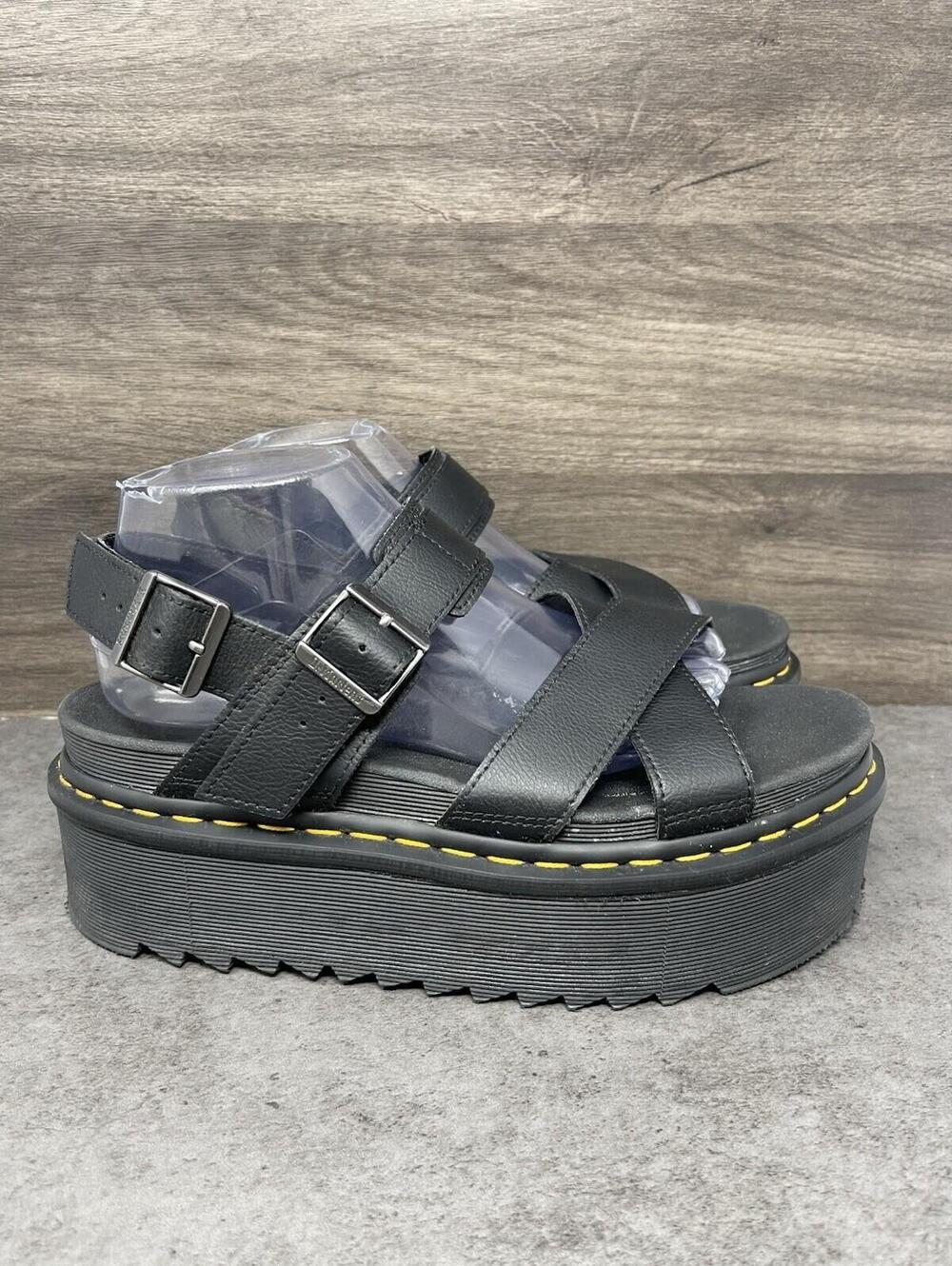 Dr Martens Voss Quad Platform Sandals Womens Size 10 Black Strap - Picture 5 of 11